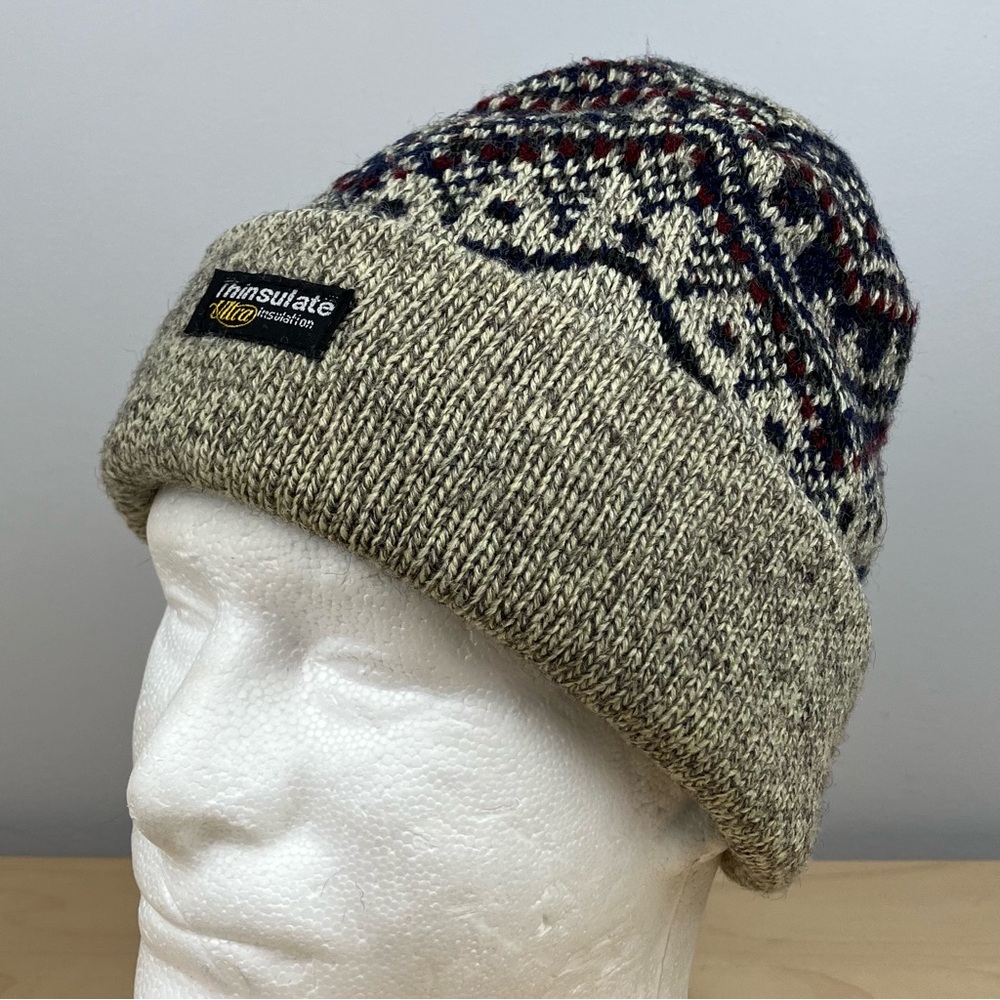 Vintage Thinsulate Ultra Insulation Winter Beanie Hat Wool Blend Multicolor